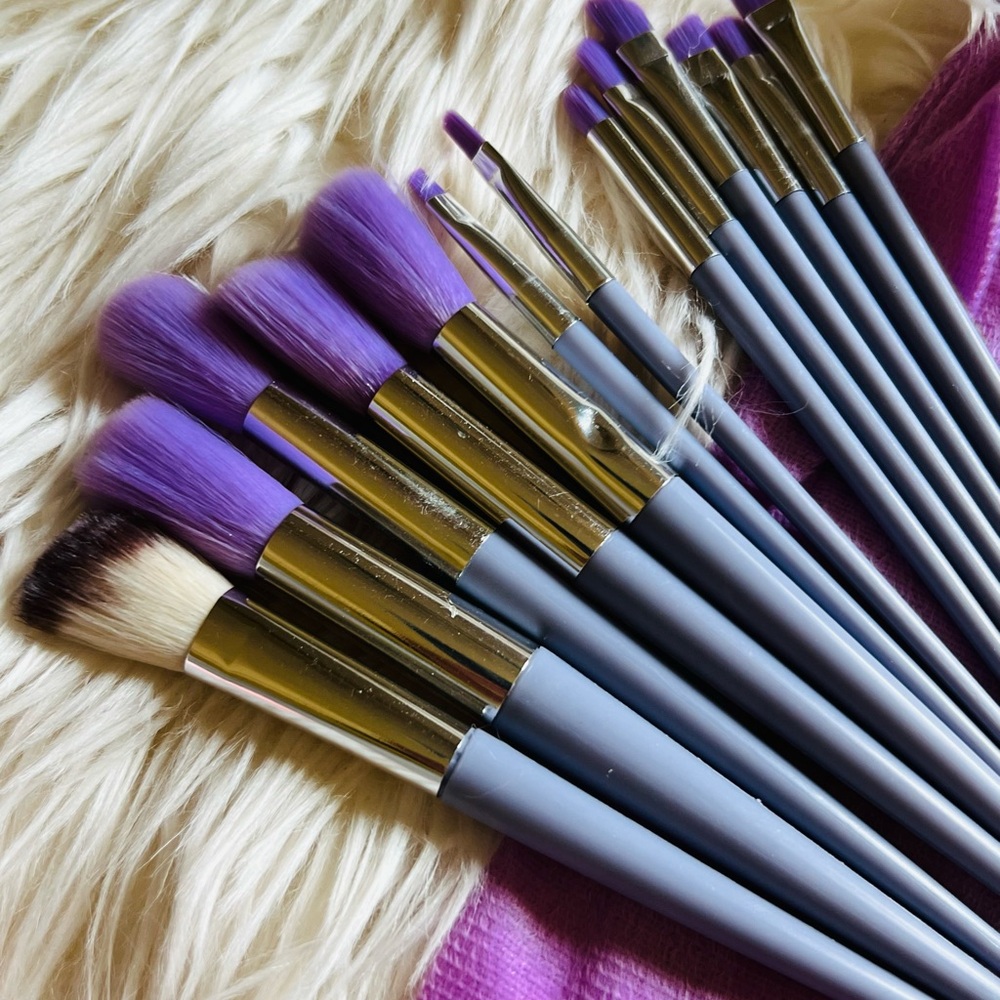 Purple and Gray Makeup Brush Set